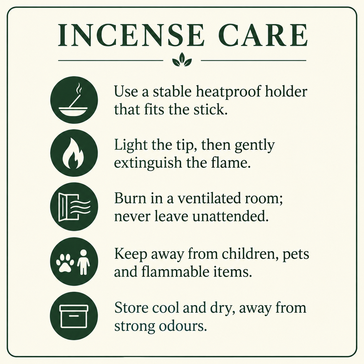 RAJ incense Care guide