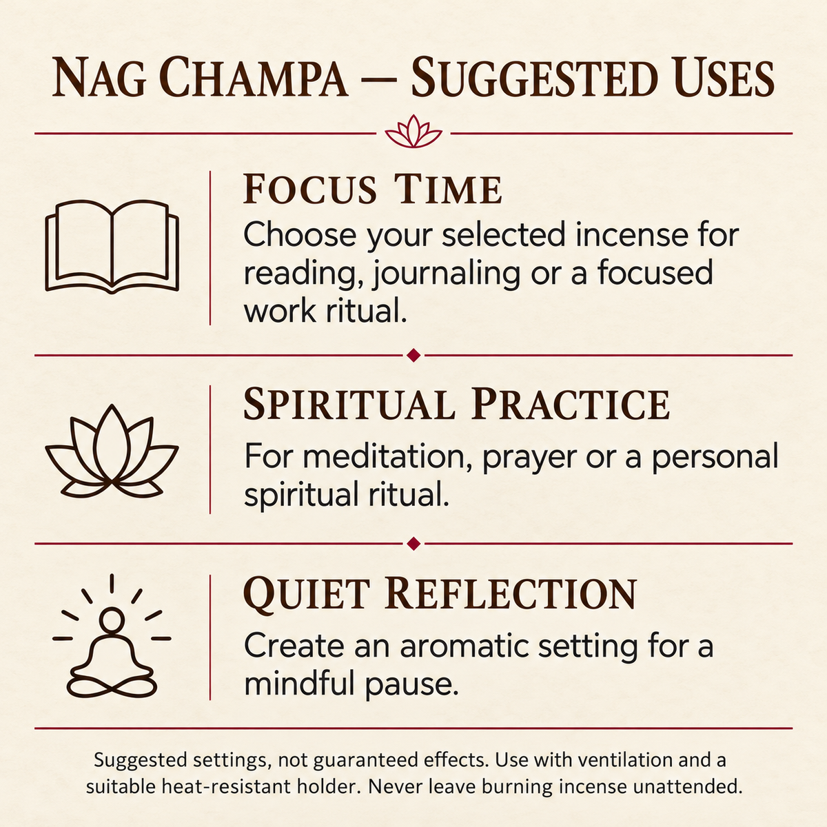 Nag Champa suggested uses