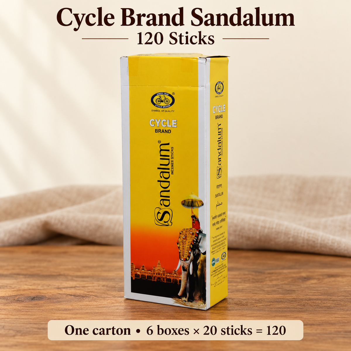 Cycle Brand Sandalum Incense Sticks — 120-Stick Carton — variant-01