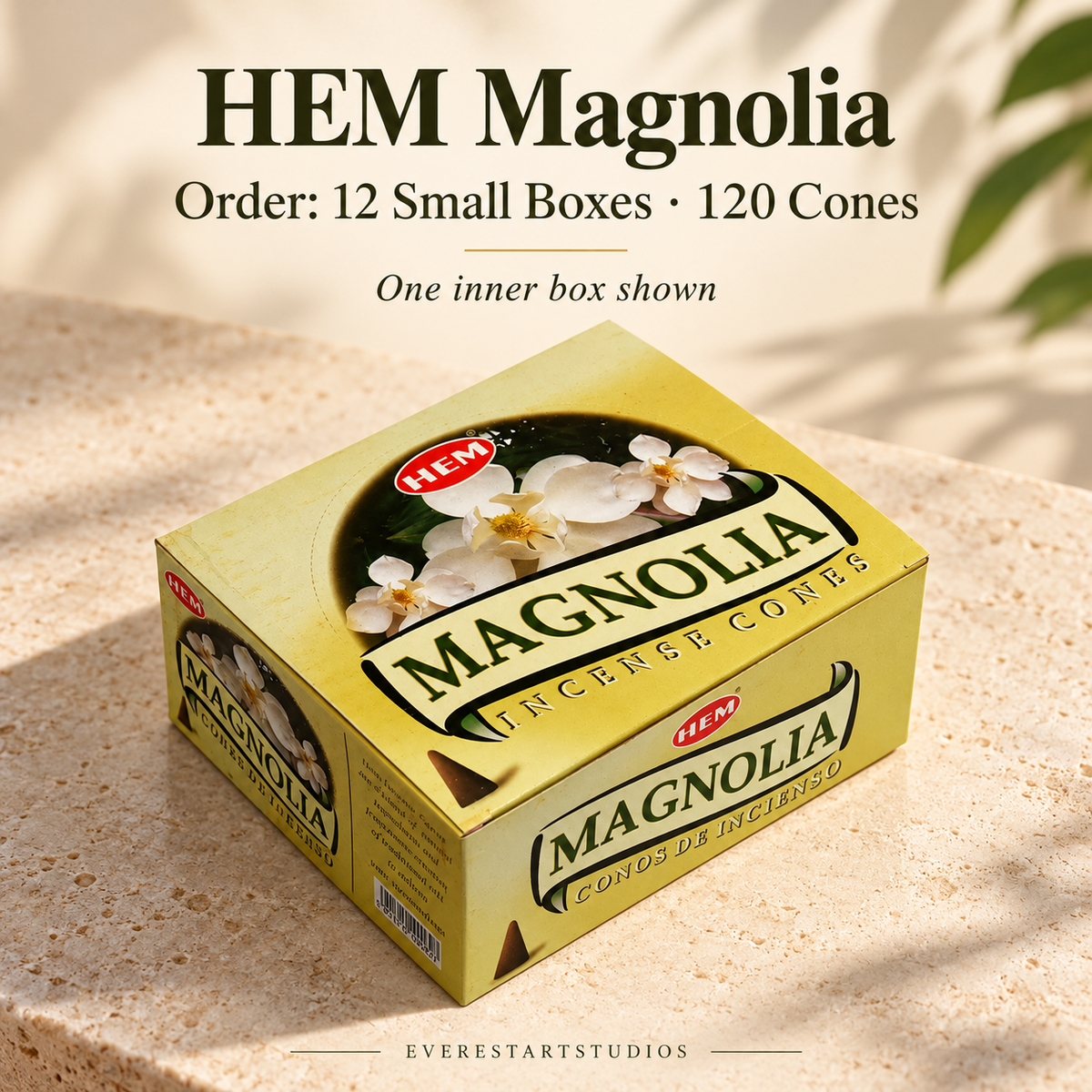 HEM Magnolia, selected order12smallboxes120regularcones; one inner box shown