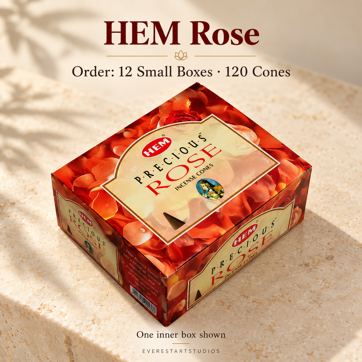 HEM Rose, selected order12smallboxes120regularcones; one inner box shown