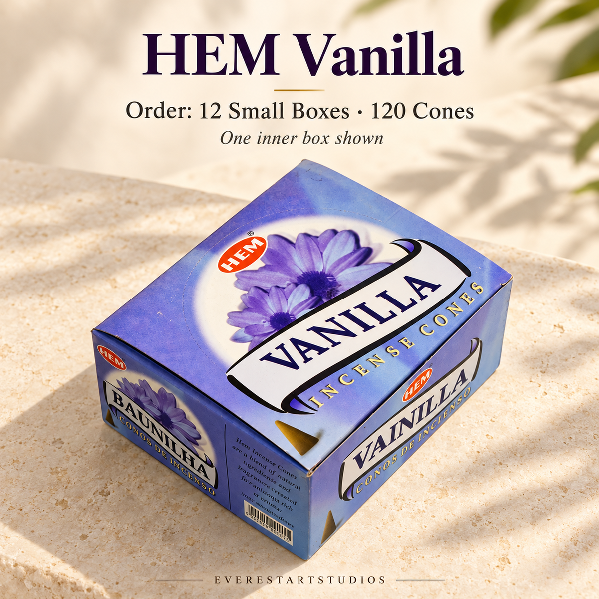 HEM Vanilla, selected order12smallboxes120regularcones; one inner box shown