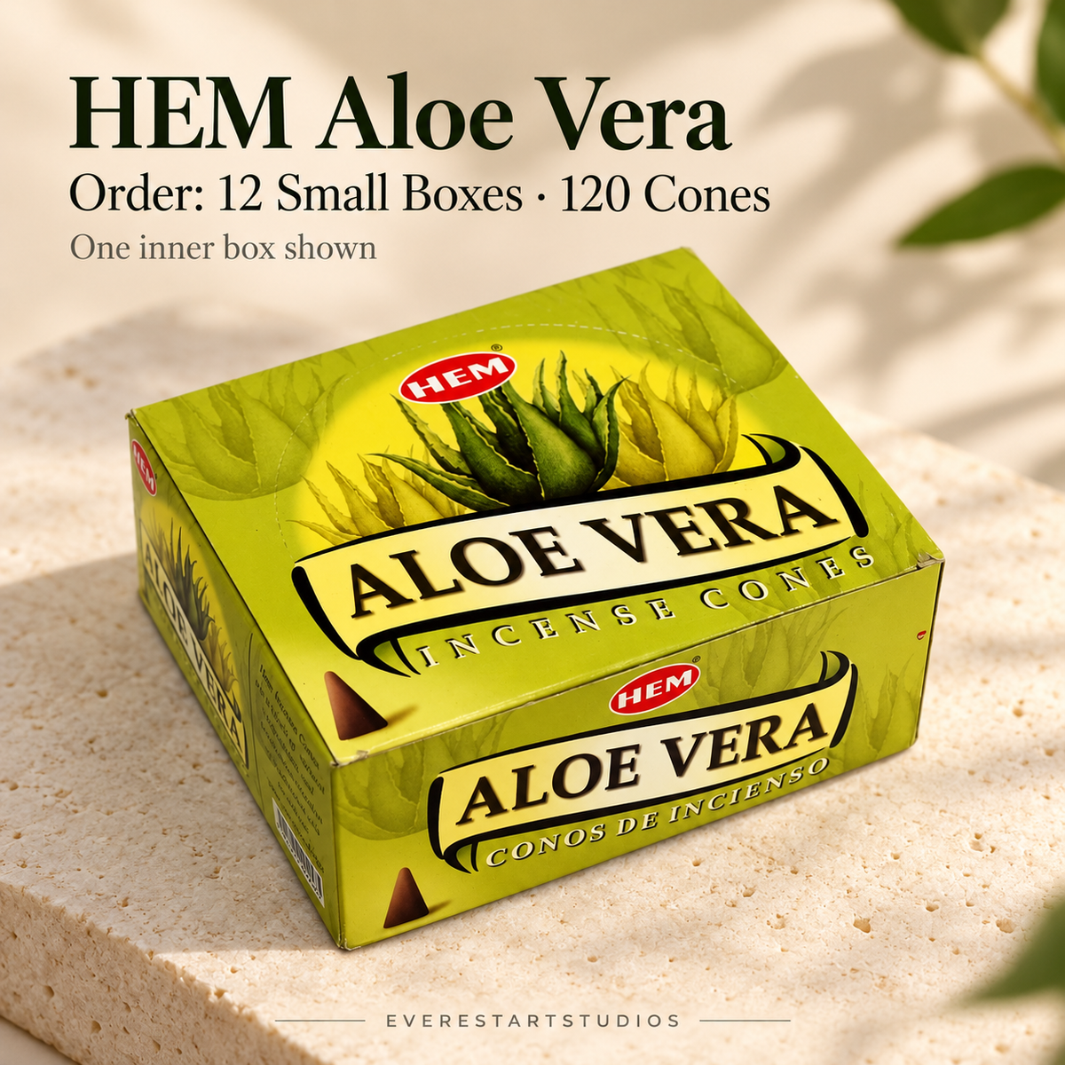 HEM Aloe Vera, selected order12smallboxes120regularcones; one inner box shown