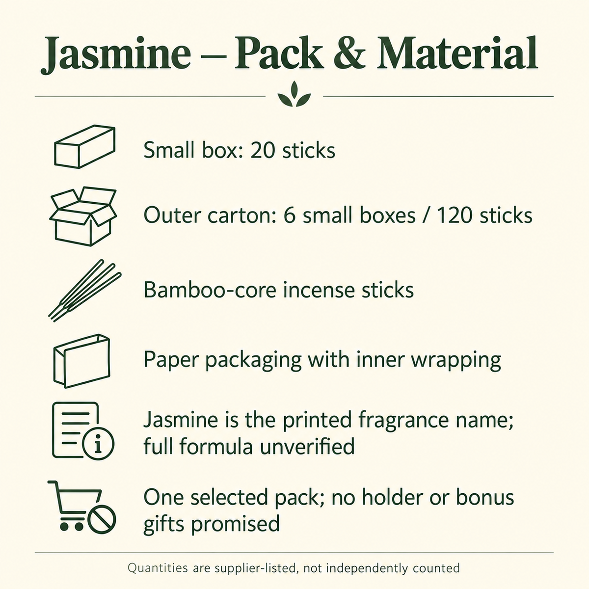 Flute Jasmine — packaging and material guide