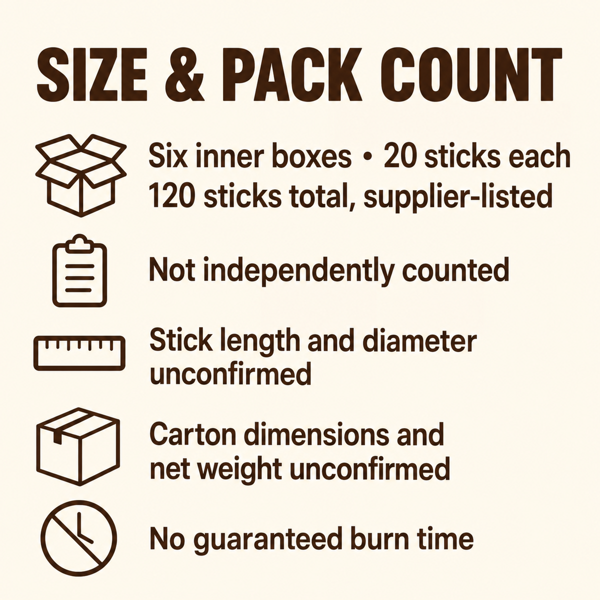 HEM Precious Rose Incense Sticks — Six-Box Carton, 120 Sticks — size