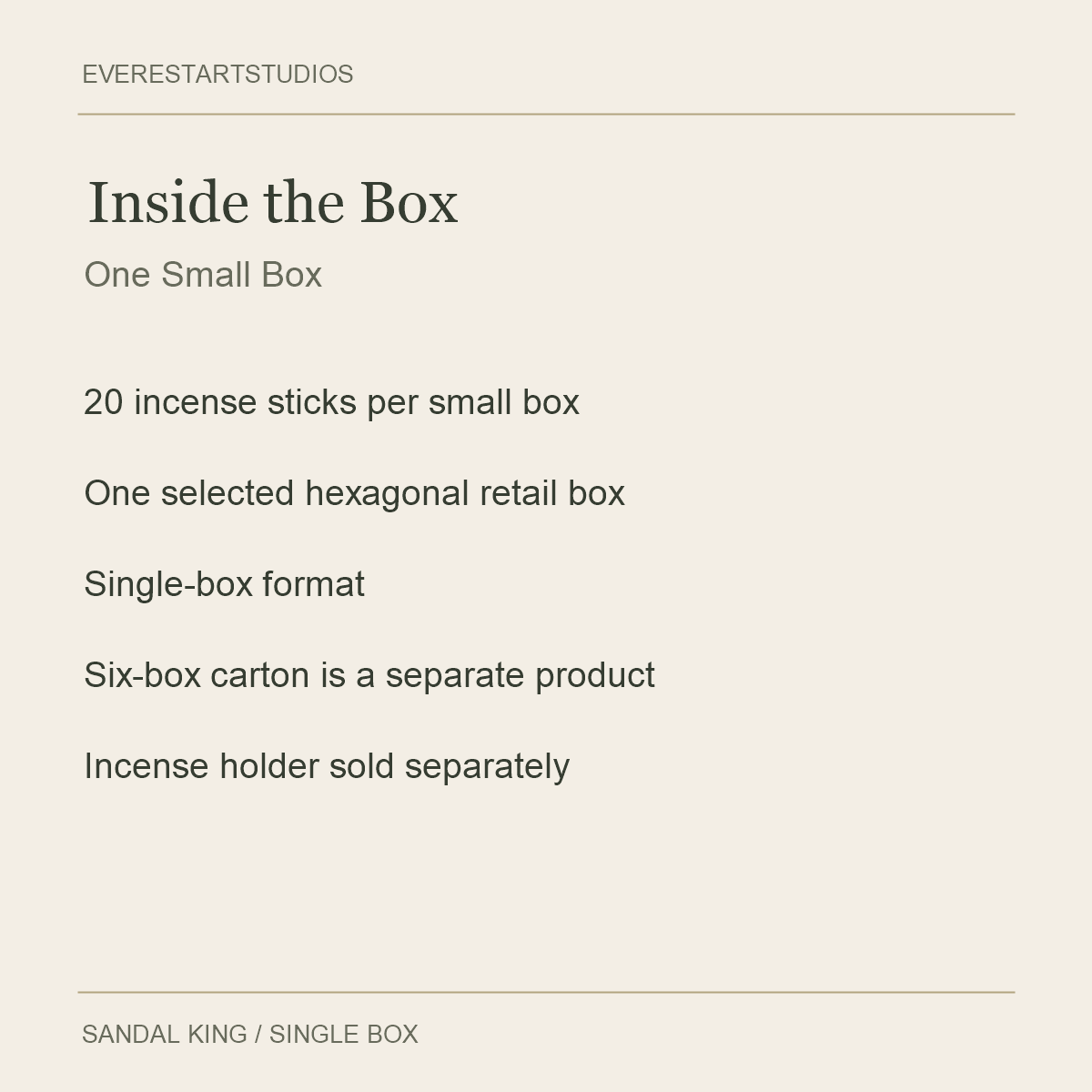 HEM Sandal King Incense Sticks — Inside the Box