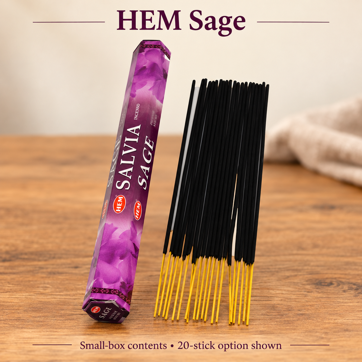 HEM Sage Incense Sticks — 20-Stick Small Box & 120-Stick Carton | product-04