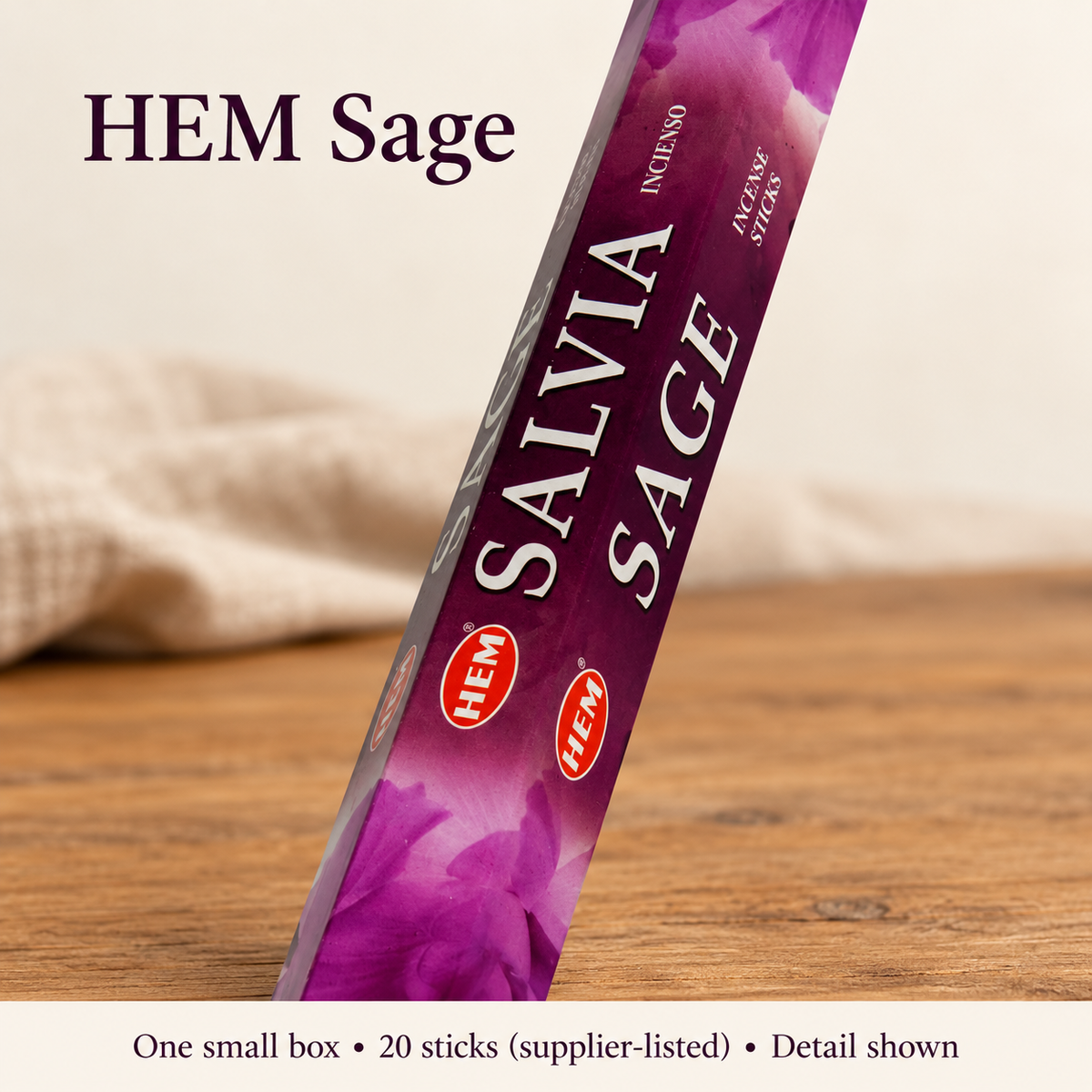 HEM Sage Incense Sticks — 20-Stick Small Box & 120-Stick Carton | variant-01