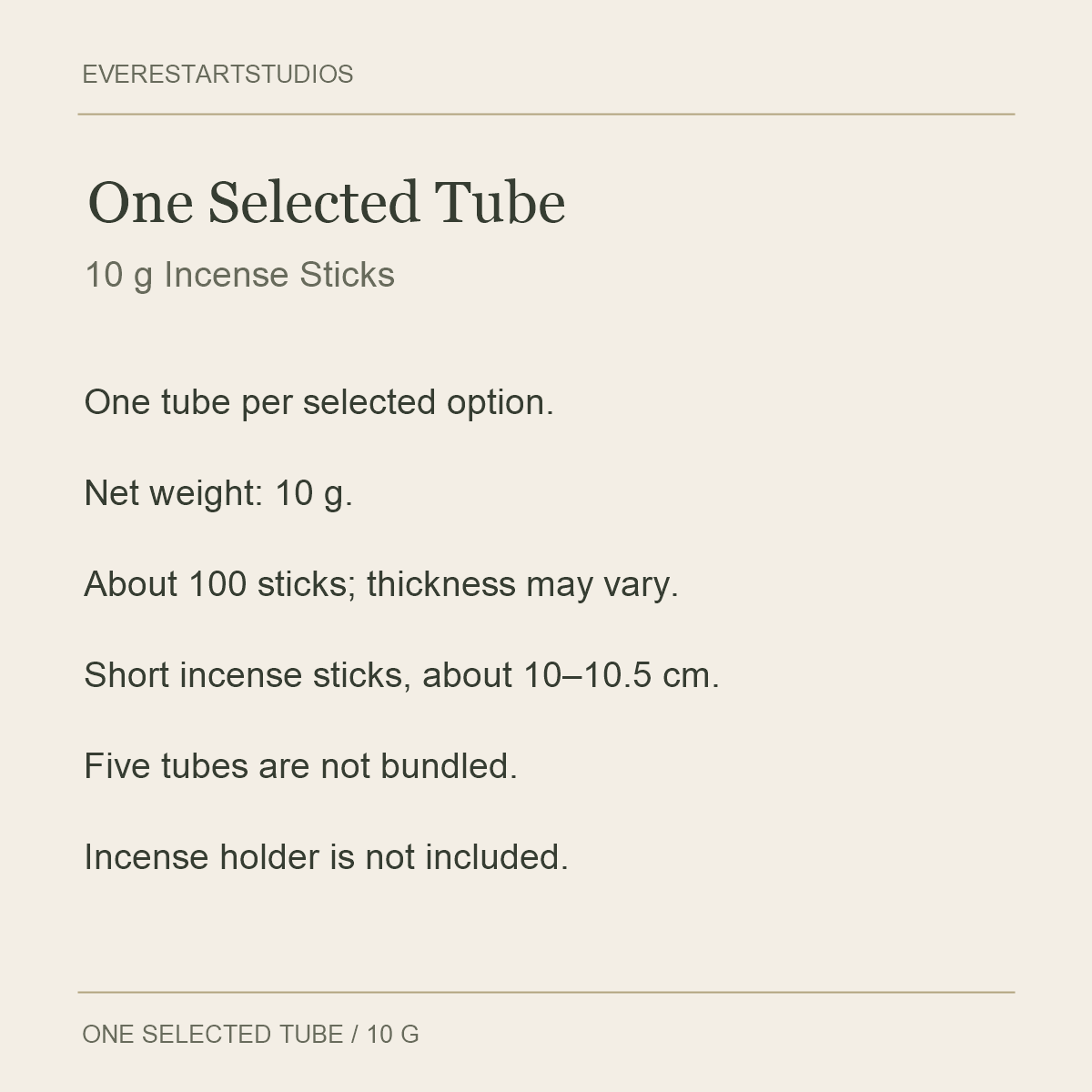 Agarwood Incense Sticks — 10 g Tube Selection — pack