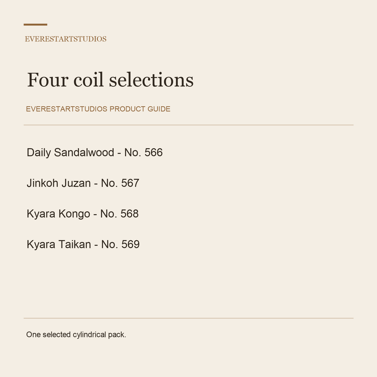 Nippon Kodo Coil Incense — Four Selections, 20 Coils — Four coil selections