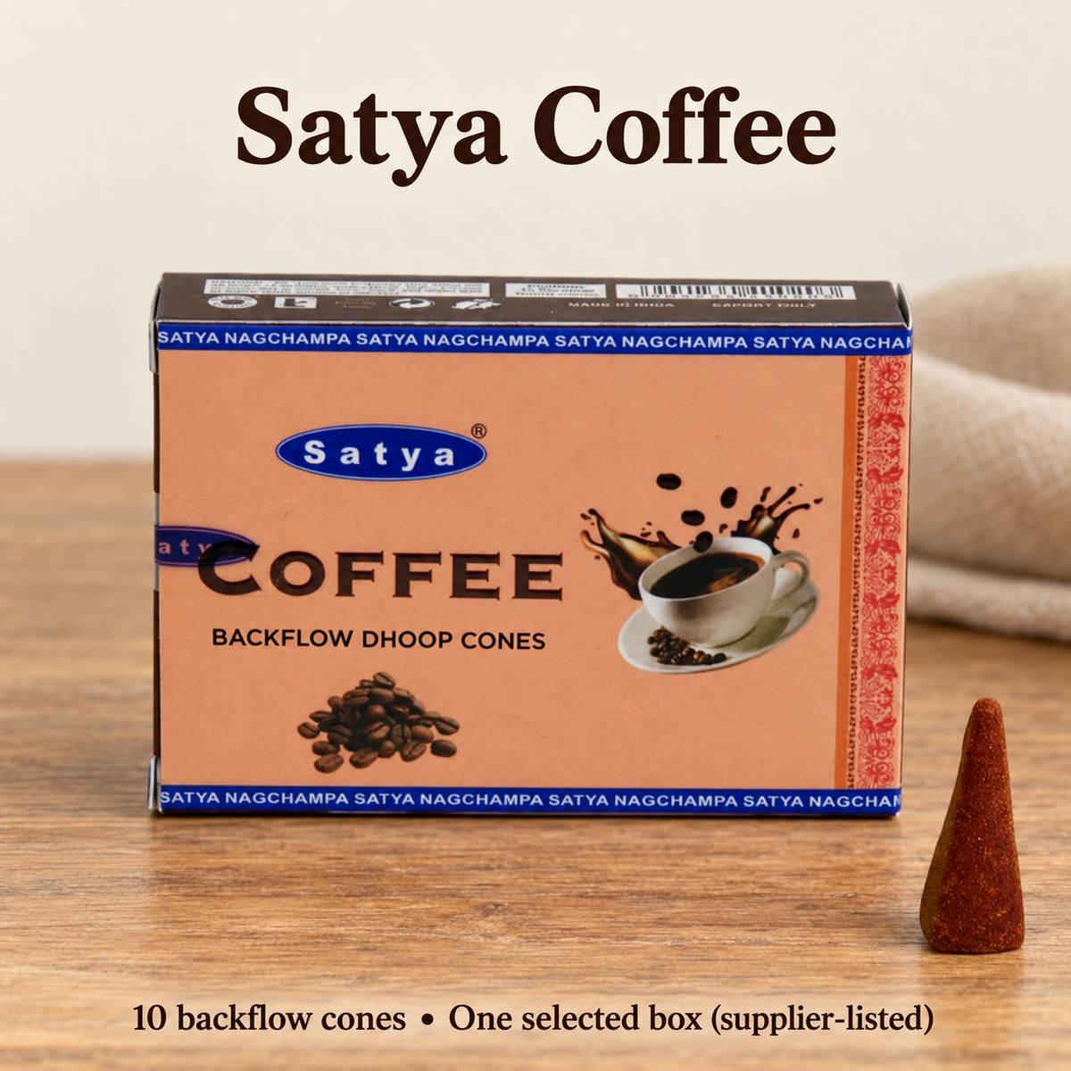 Satya Backflow Dhoop Cones — 24 Fragrance Selections, 10 per Small Box | variant-15