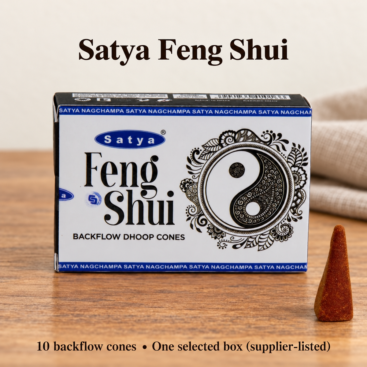 Satya Backflow Dhoop Cones — 24 Fragrance Selections, 10 per Small Box | variant-20