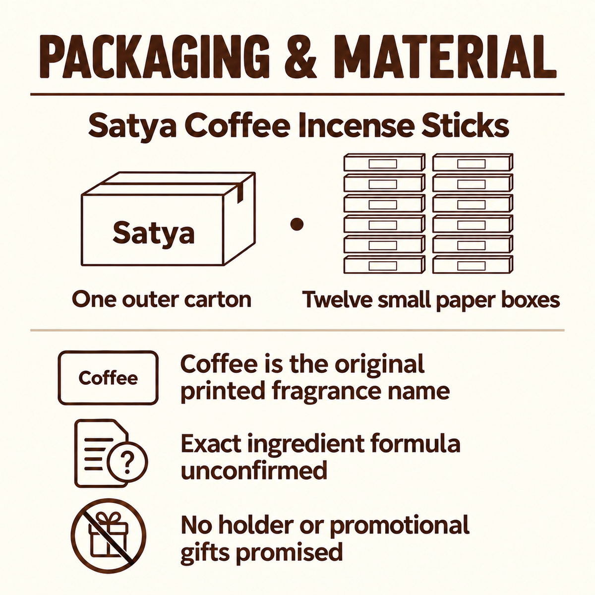 Satya Coffee Incense Sticks — Twelve 15 g Boxes — pack