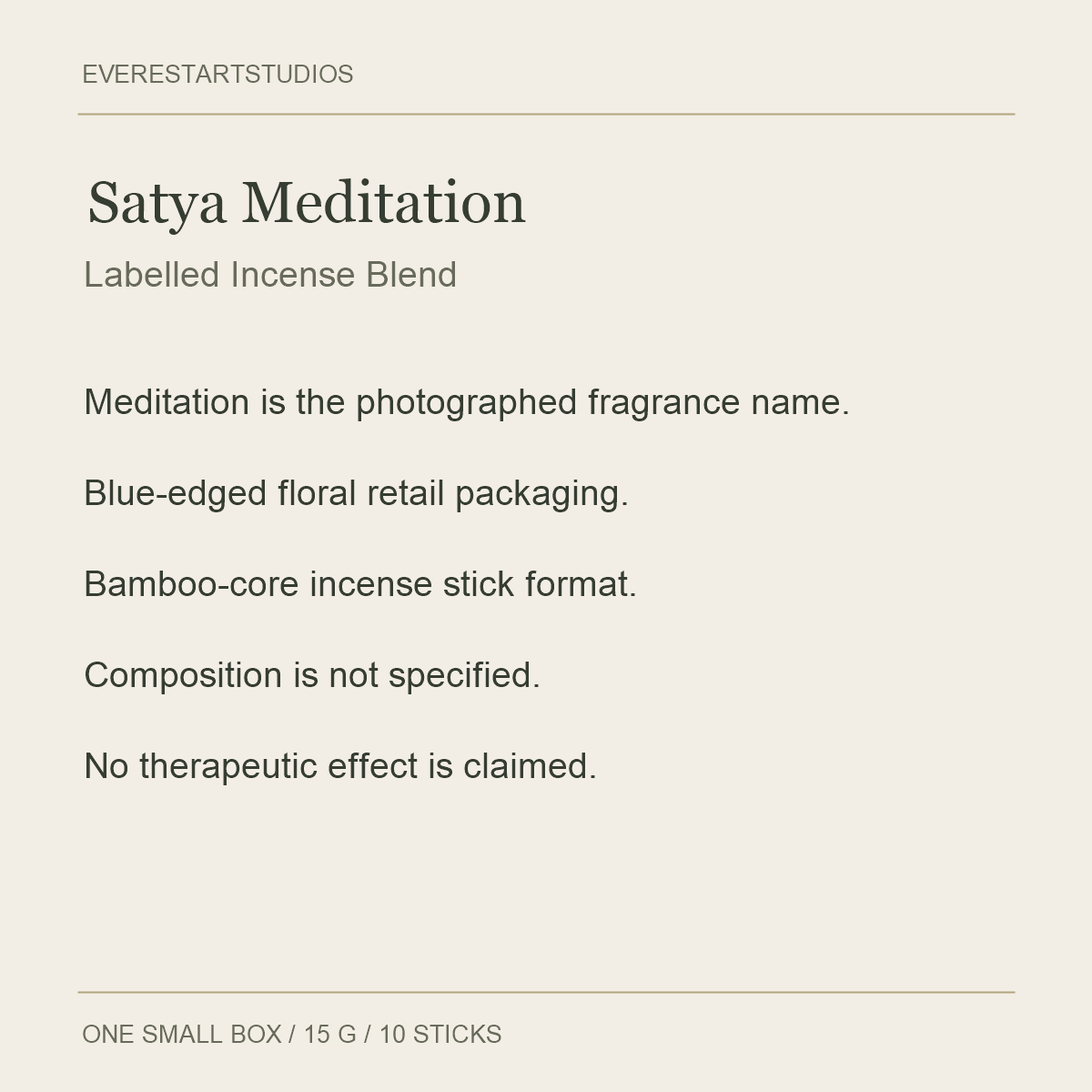 Satya Meditation Incense Sticks — 15 g — fragrance
