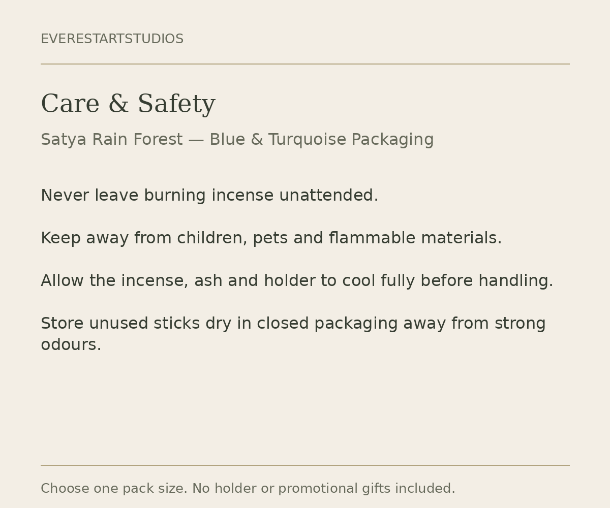 Satya Rain Forest incense care information