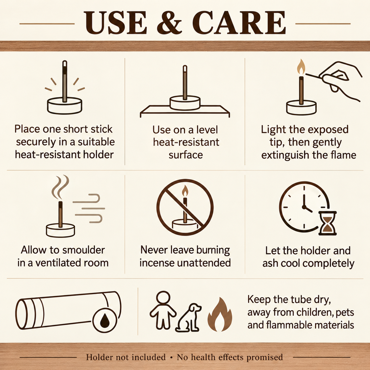 Brocade Tube Tibetan Incense — 6 Named Selections, 30 Short Sticks | care