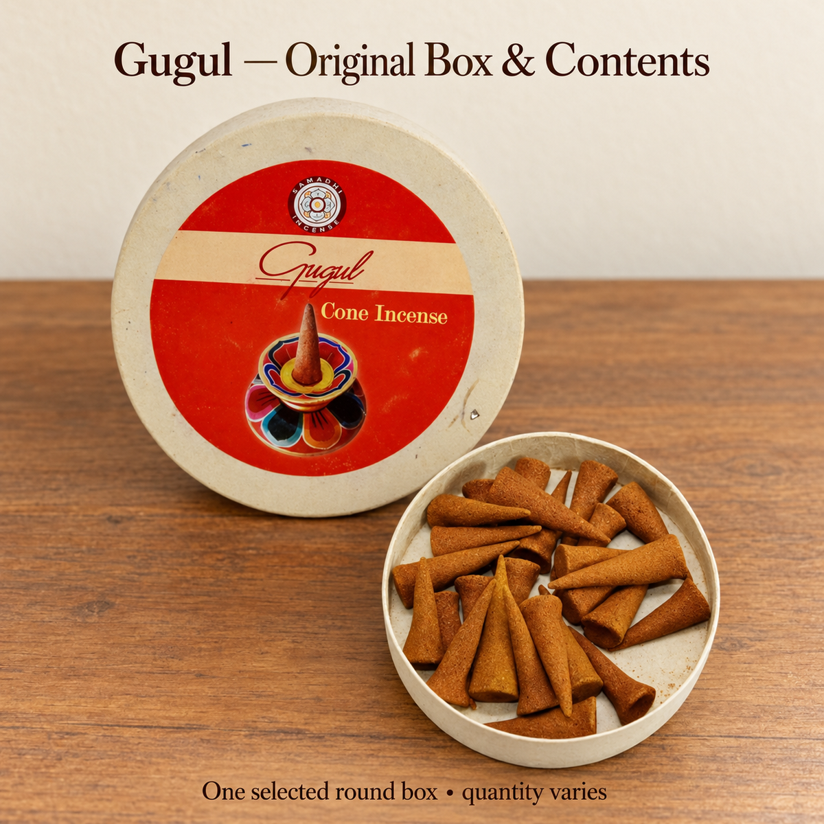 Gugul original roundbox lid and actual cone contents