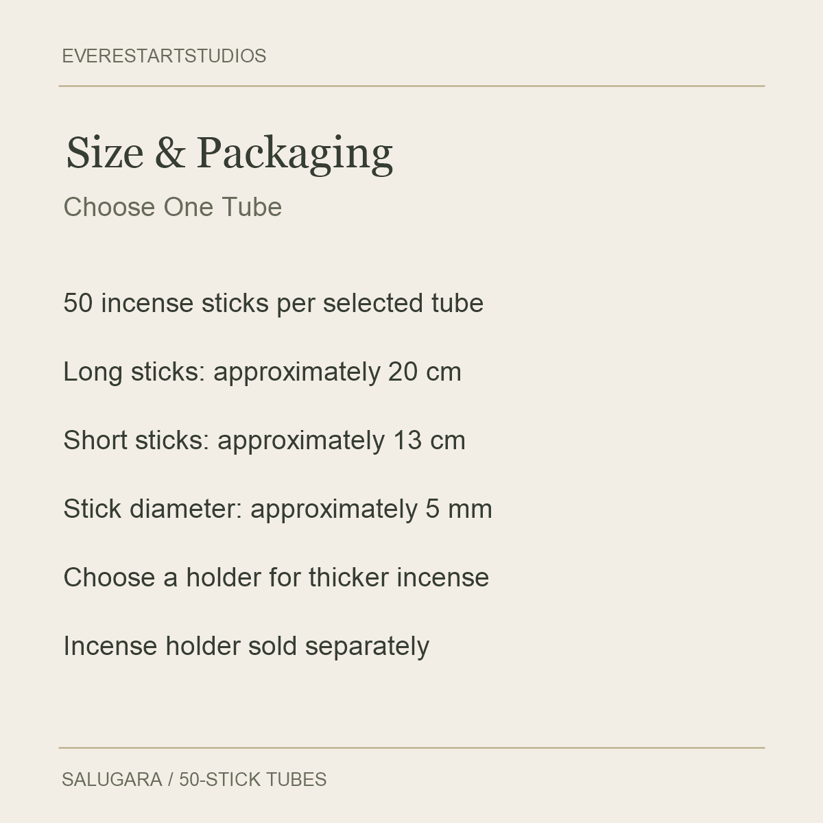 Salugara Incense Sticks — Size & Packaging