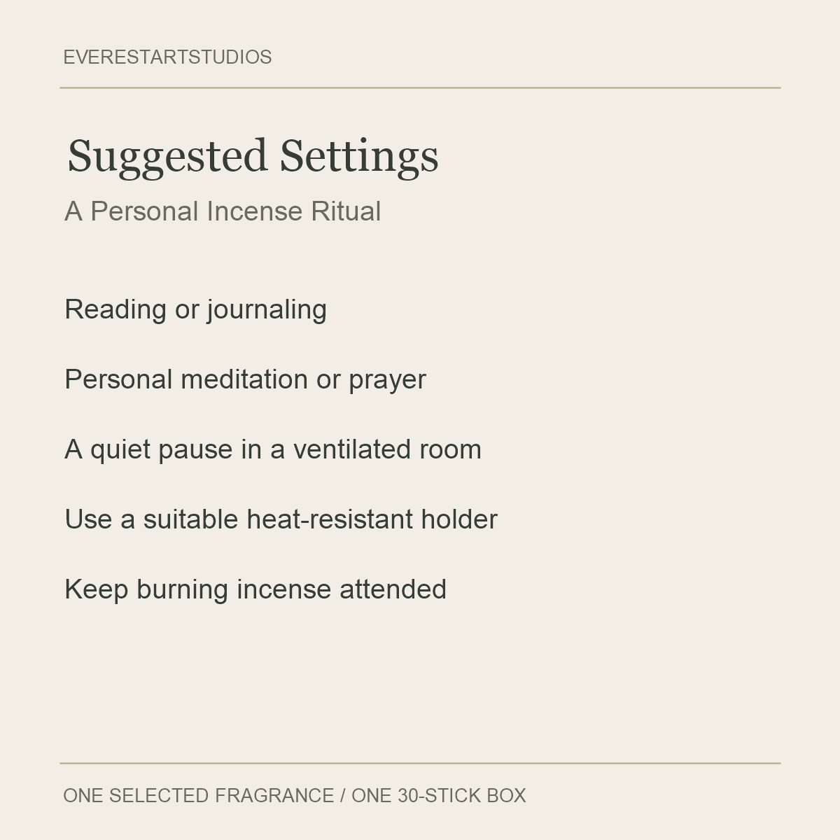 Chandra Devi Incense — Suggested Settings