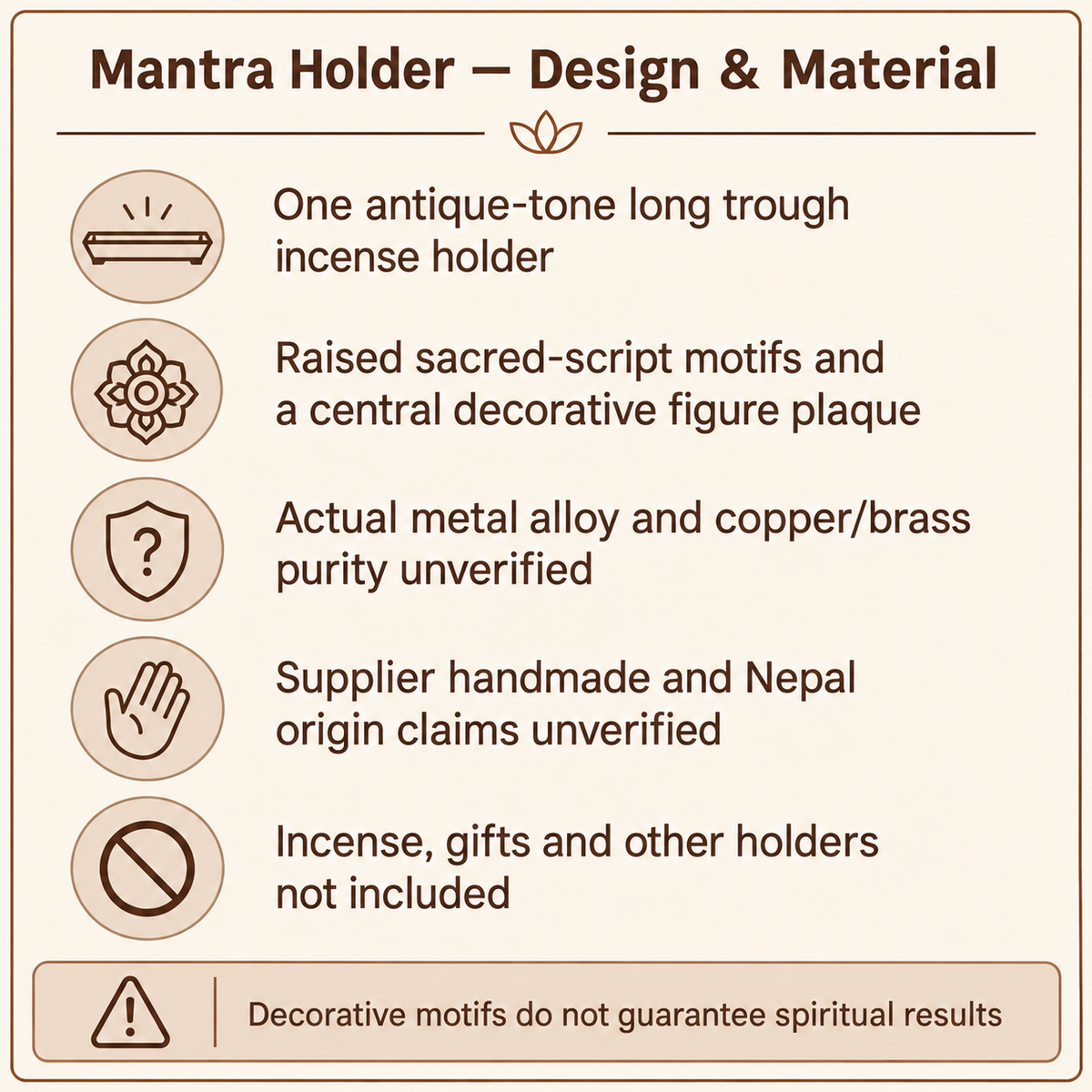 Mantra holder actualcontents materialqualification