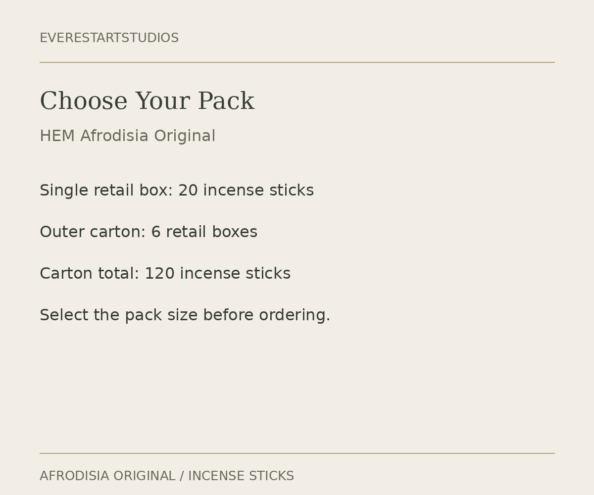 HEM Afrodisia Original incense — packaging
