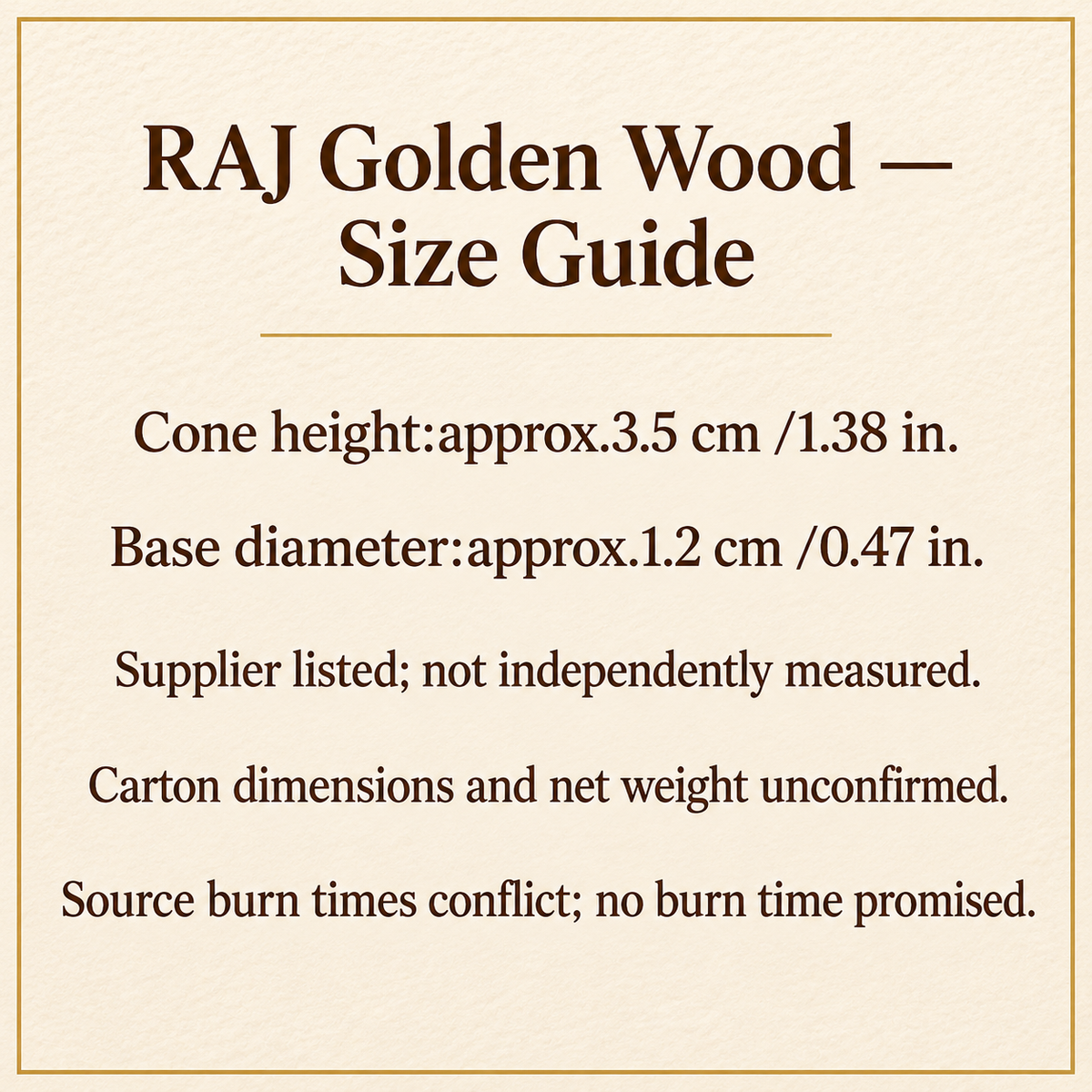 TB7712077800 | RAJ Golden Wood — Size Guide | 