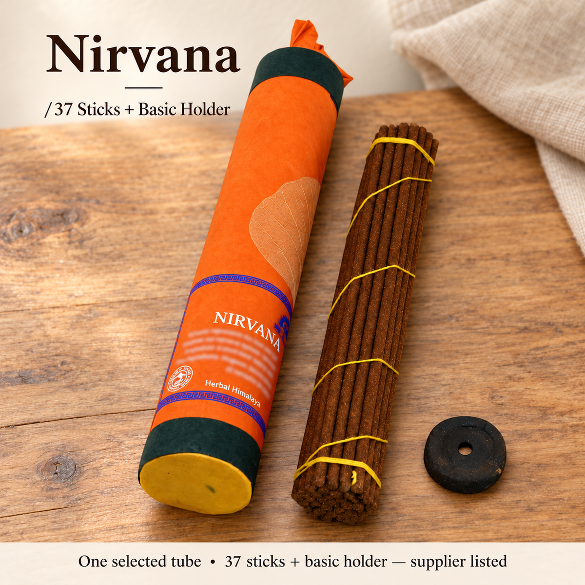 Herbal Himalaya Leaf-Wrapped Incense — 37 Sticks + Basic Holder — variant-02