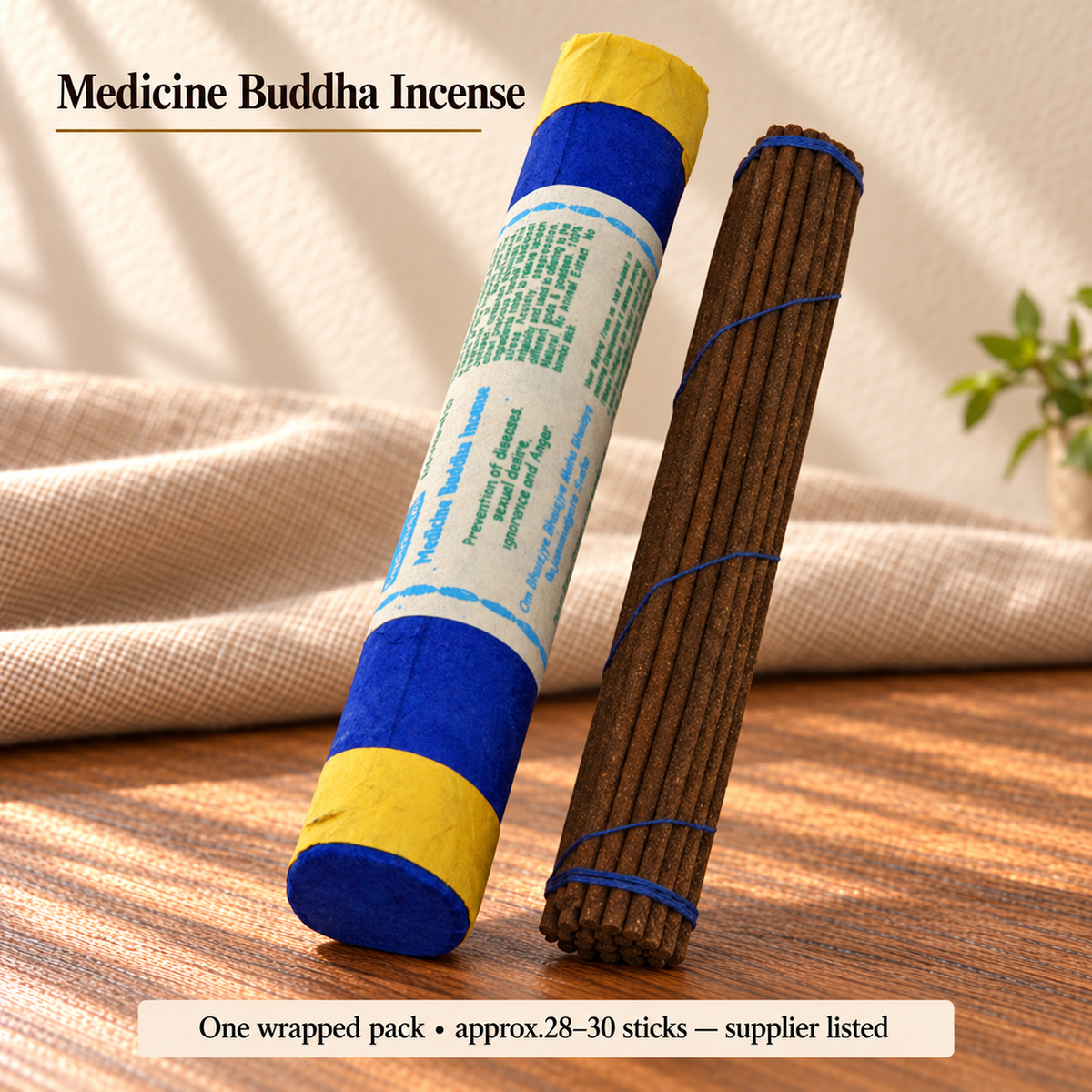 TB776182768518-01 | Medicine Buddha | One wrapped pack • approx.28–30 sticks — supplier listed