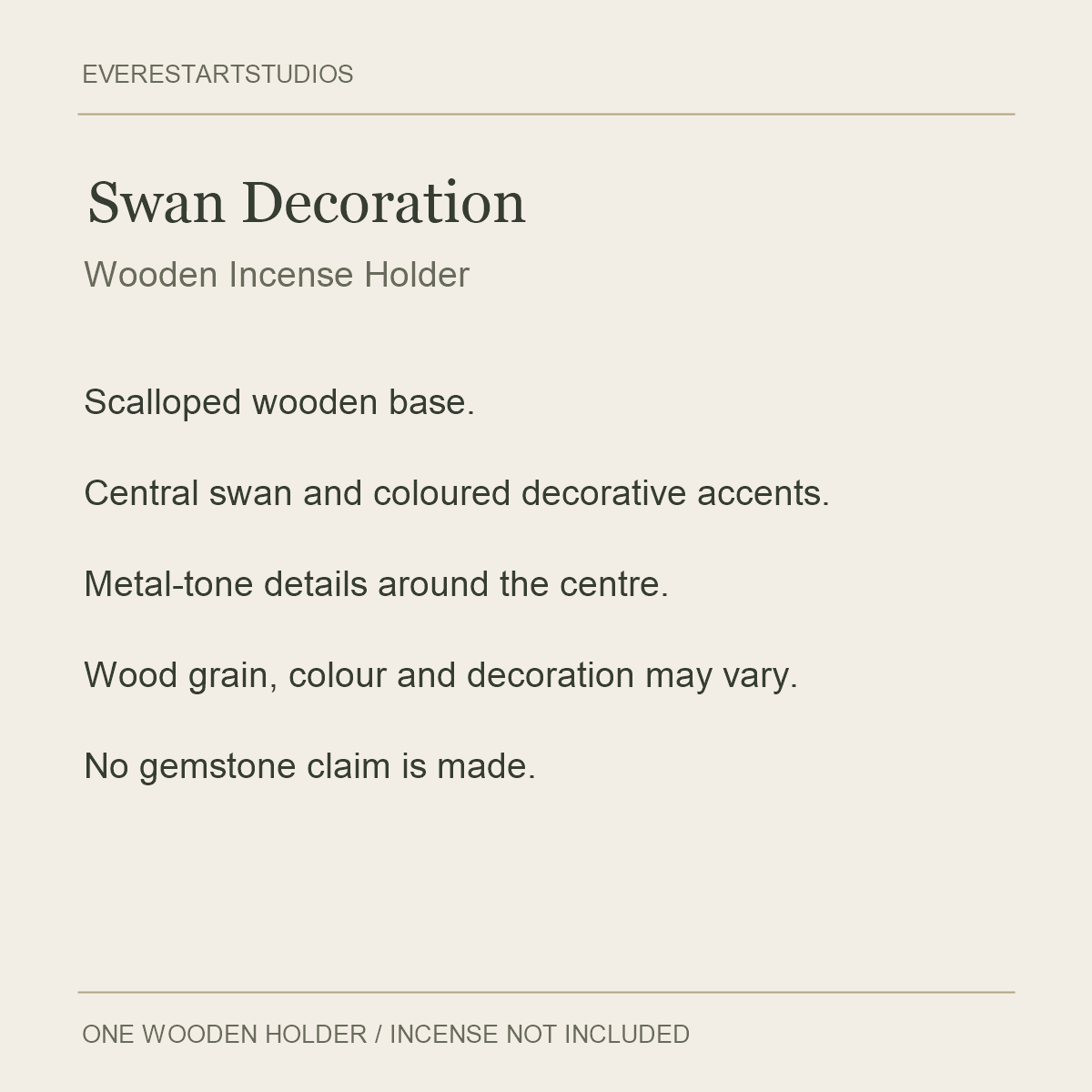 Wooden Swan Incense Holder — 12.5 cm — material