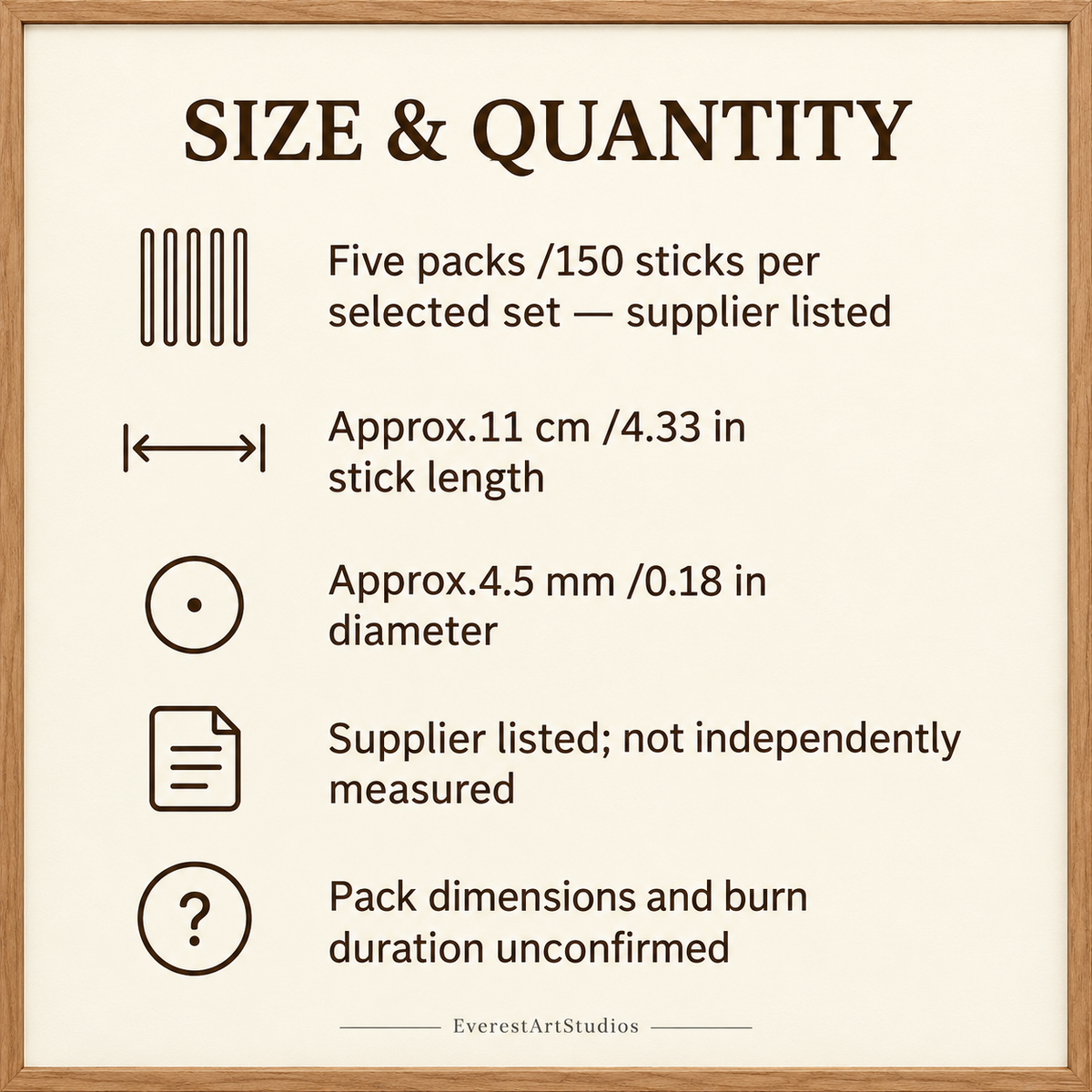 Himalayan Arts Pancha Buddha Incense — Five-Coloured Packs, 150 Sticks | size