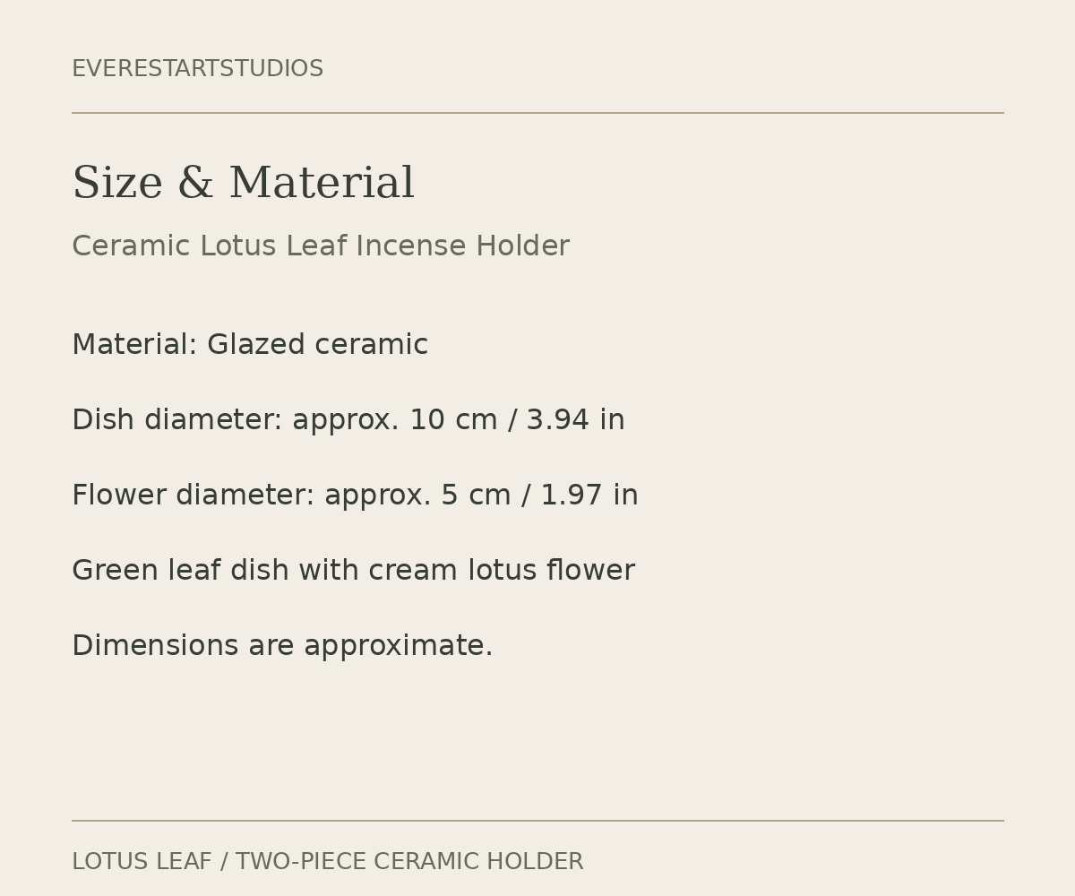 Ceramic lotus leaf incense holder — specifications