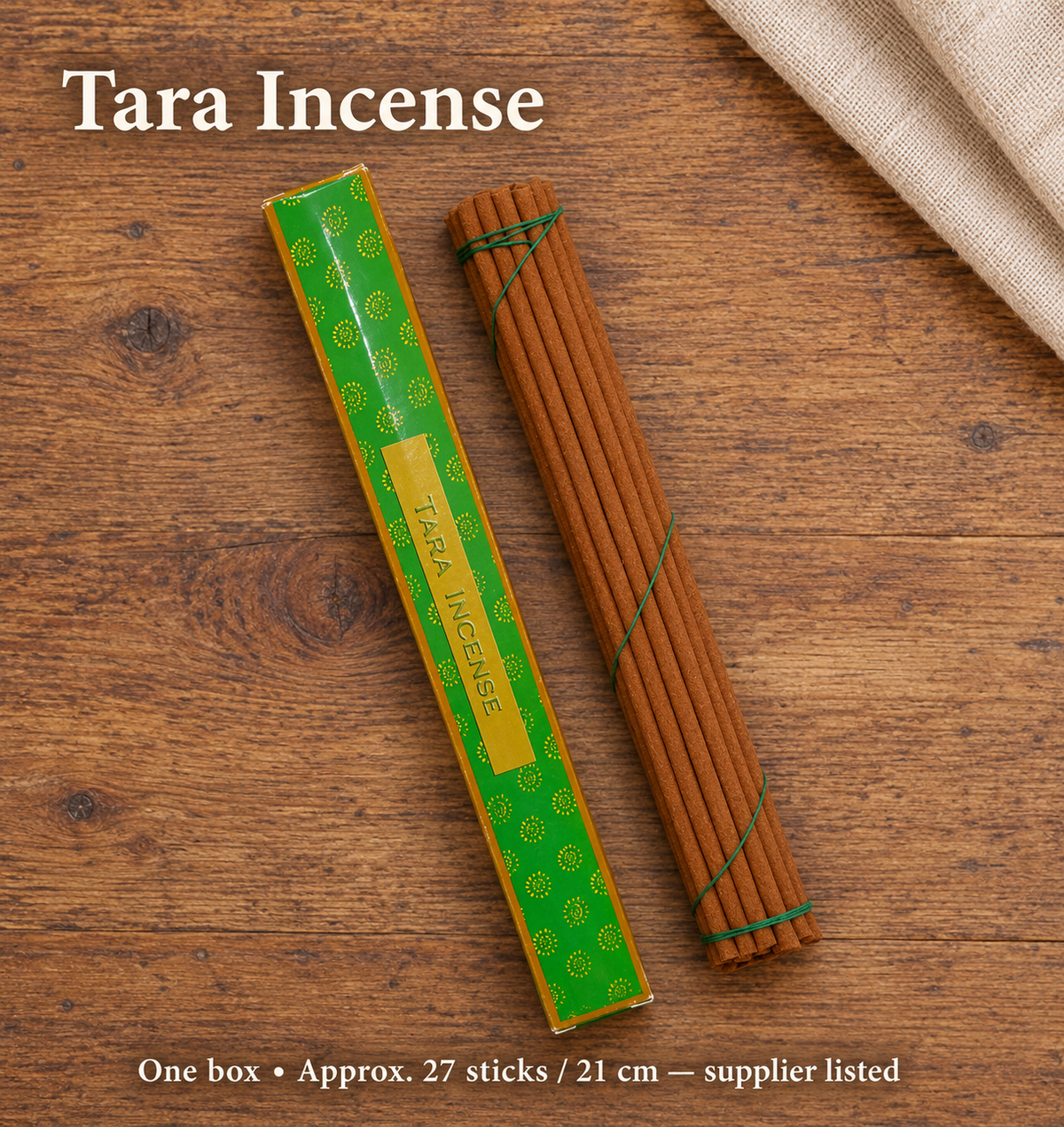 Tara Incense — Long Green Box,Approx.27 Coreless Sticks — variant-01