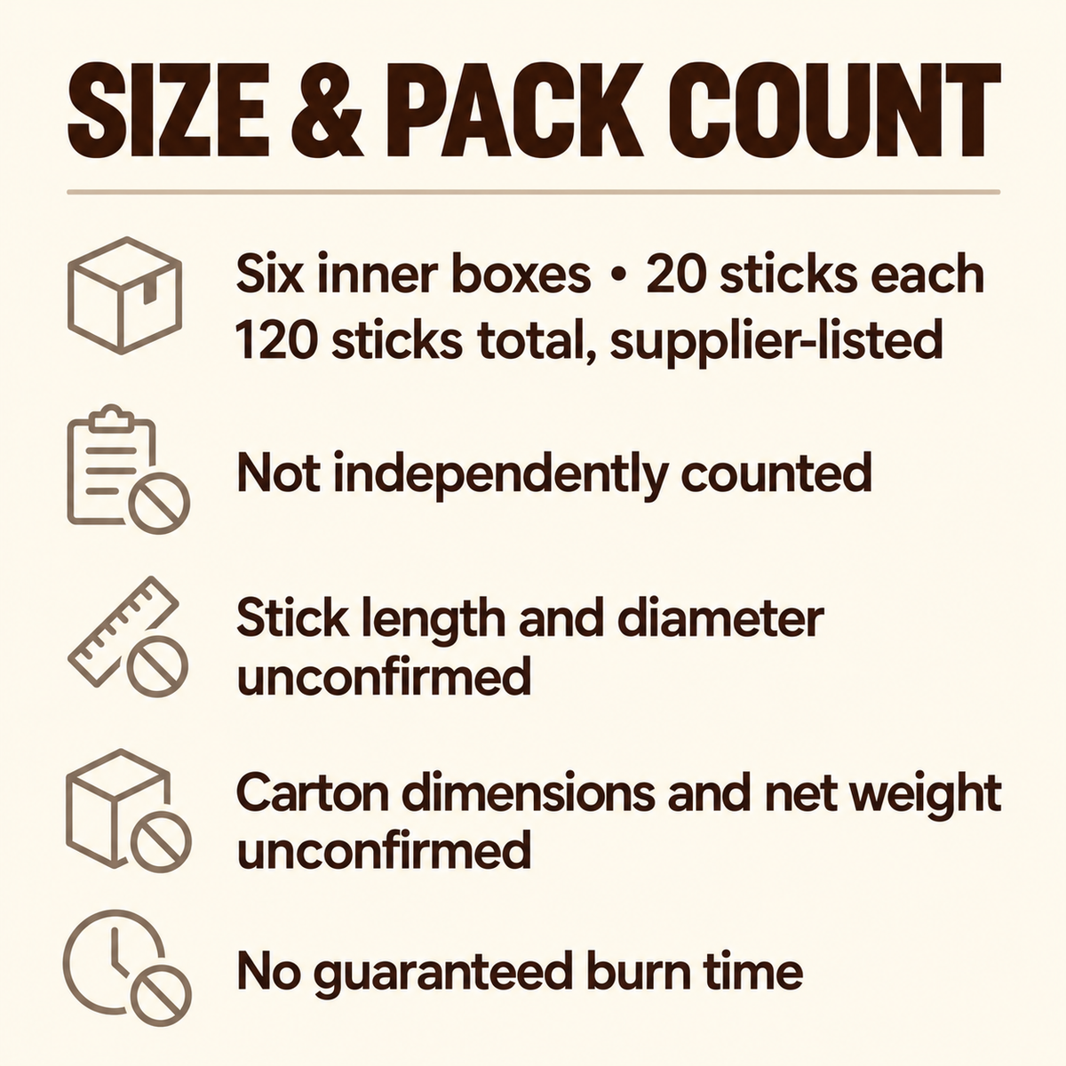 Flute Break Evil Incense Sticks — Six-Box Carton, 120 Sticks — size
