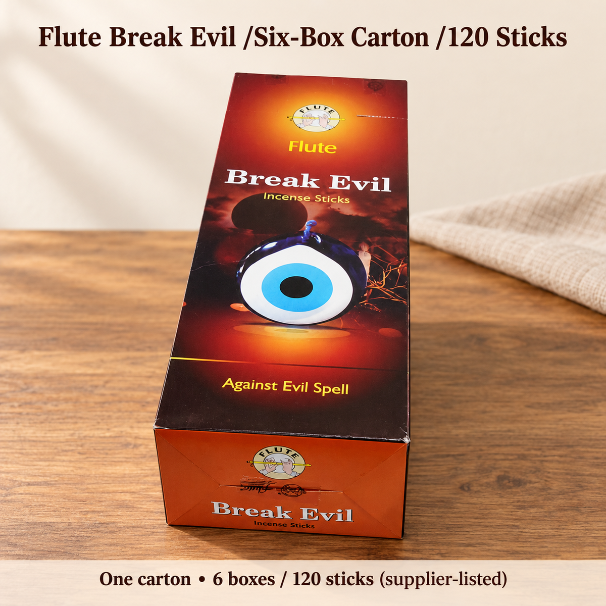 Flute Break Evil Incense Sticks — Six-Box Carton, 120 Sticks — variant-02