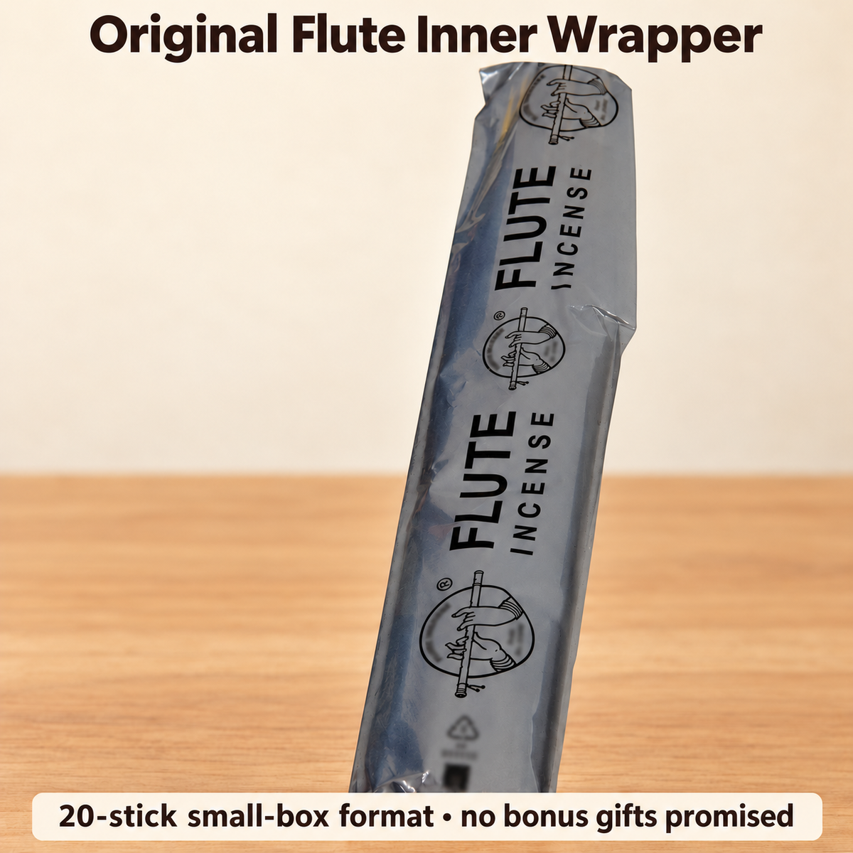 Actual silver-grey Flute incense inner wrapper