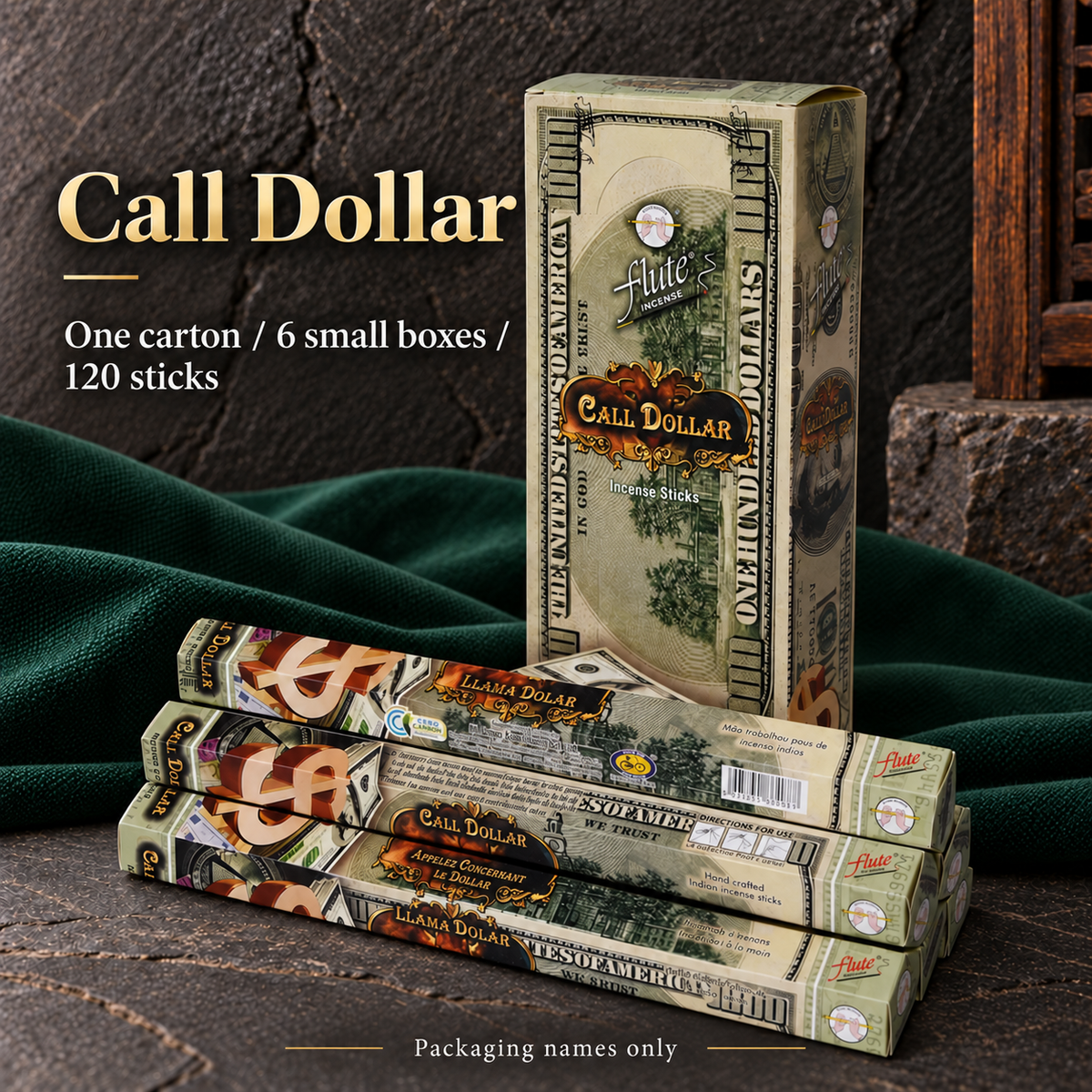 Call Dollar — carton of 120 incense sticks