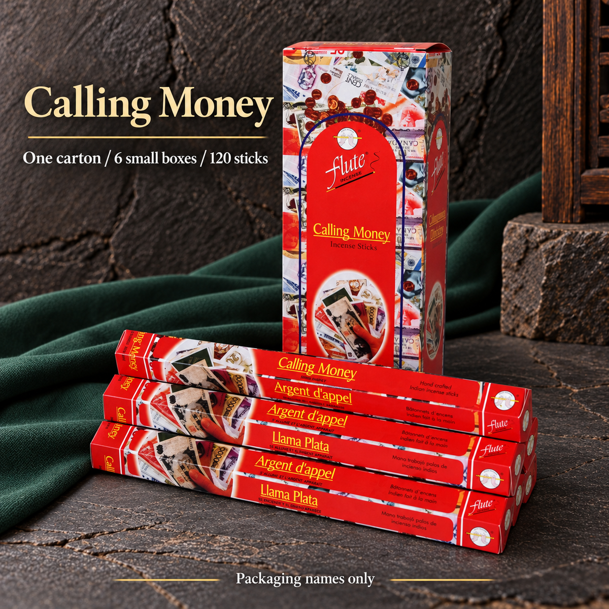 Calling Money — carton of 120 incense sticks
