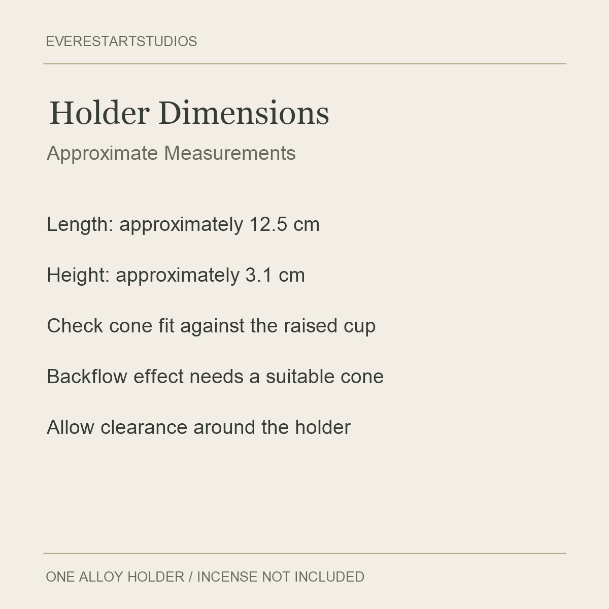 Lotus & Fish Alloy Backflow Holder — Holder Dimensions
