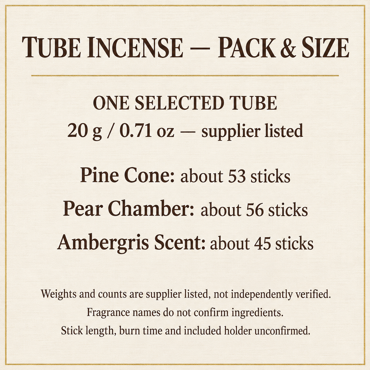 Tube packaging and size guide