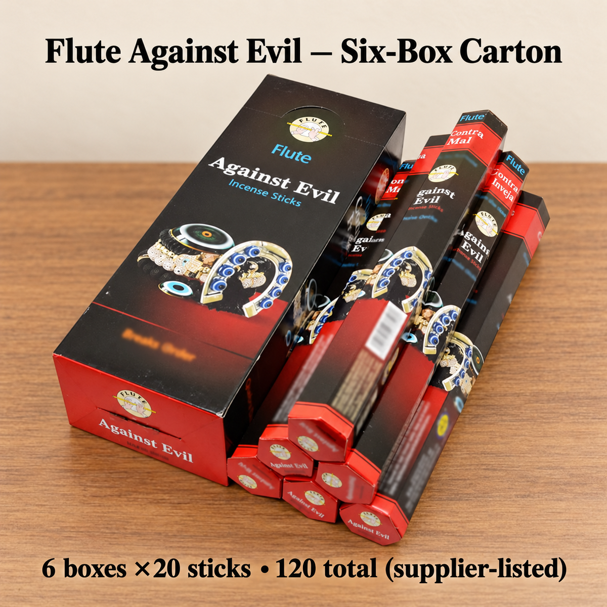 Against Evil /Six-Box Carton /120 Sticks originalblackredhorseshoeprinted packaging