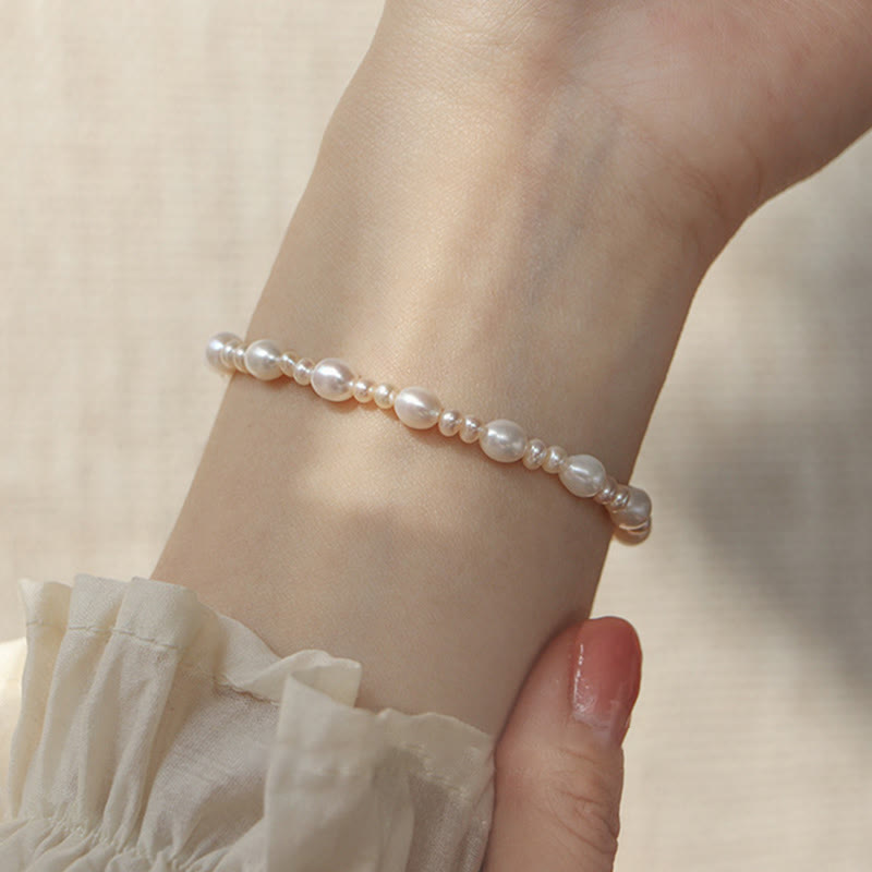 Buddha Stones Natural Flower Pearl Sincerity Bead Bracelet