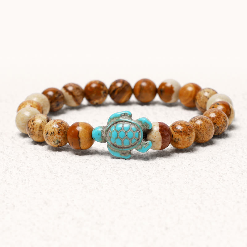 EverestArtStudios Natural Stone Sea Turtle Turquoise Blessing Bracelet