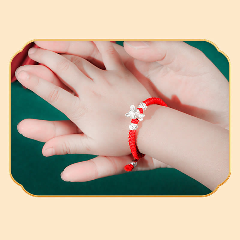 EverestArtstudios 999 Sterling Silver Chinese Zodiac Red Rope Luck Handcrafted Kids Bracelet