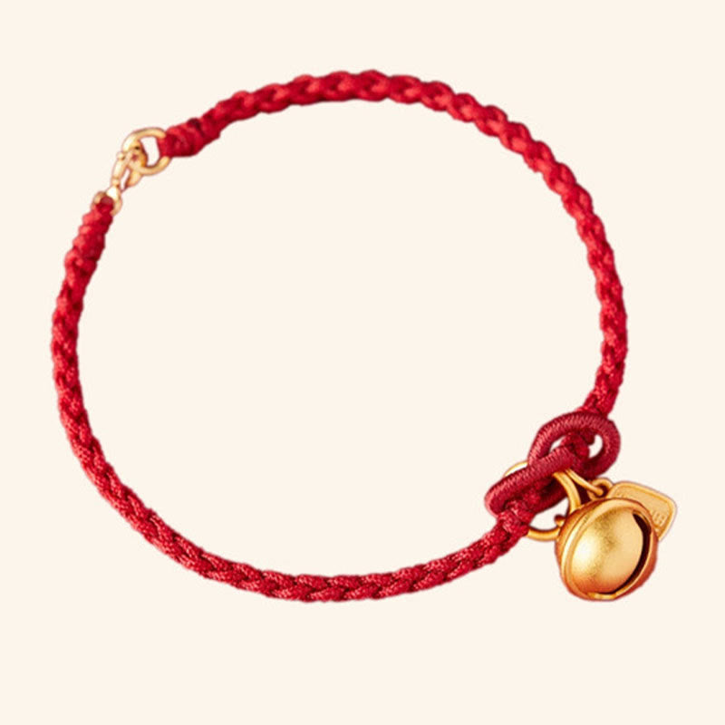 EverestArtstudios Handmade Fu Character Charm Luck Happiness Bell Red Rope Bracelet