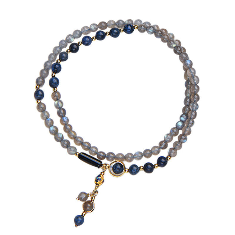 Buddha Stones Moonstone Lazurite Lapis Lazuli Calm Healing Positive Bracelet