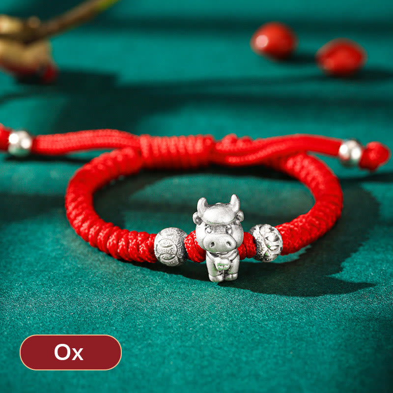 EverestArtstudios 999 Sterling Silver Chinese Zodiac Red Rope Luck Handcrafted Kids Bracelet