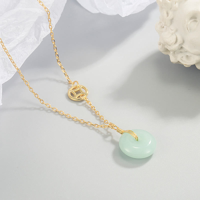 EverestArtstudios Jade Fu Character Copper Coin Peace Buckle Abundance Necklace Pendant