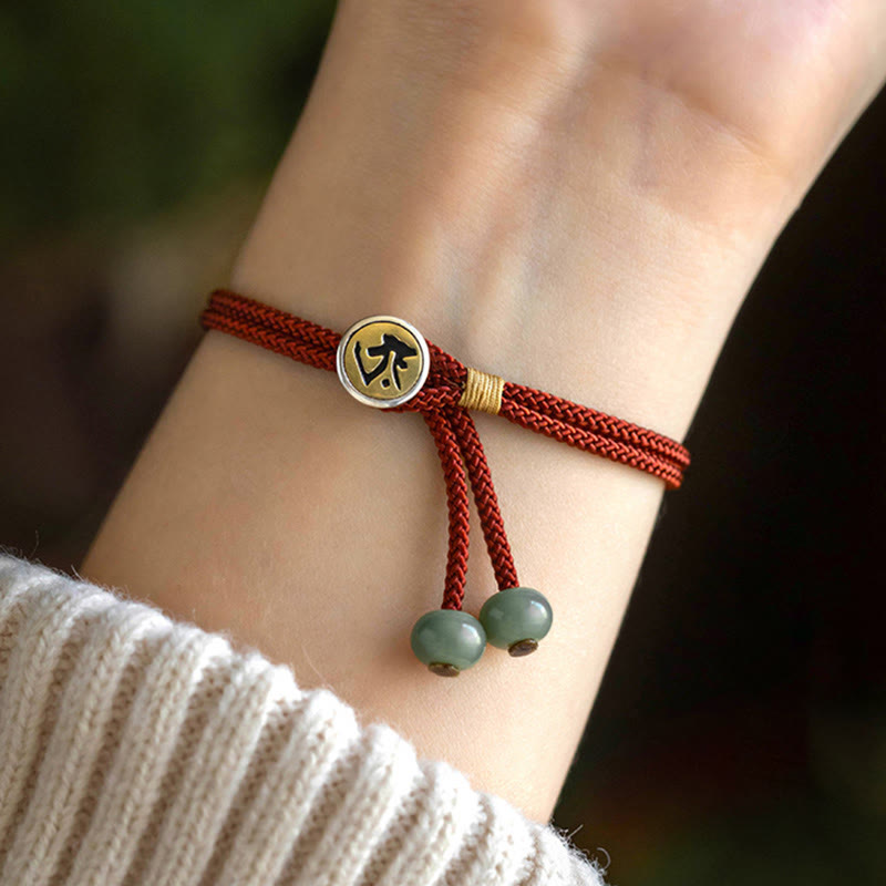 EverestArtStudios 925 Sterling Silver Handmade Chinese Zodiac Natal Buddha Cyan Bodhi Seed Protection Braided Red String Bracelet
