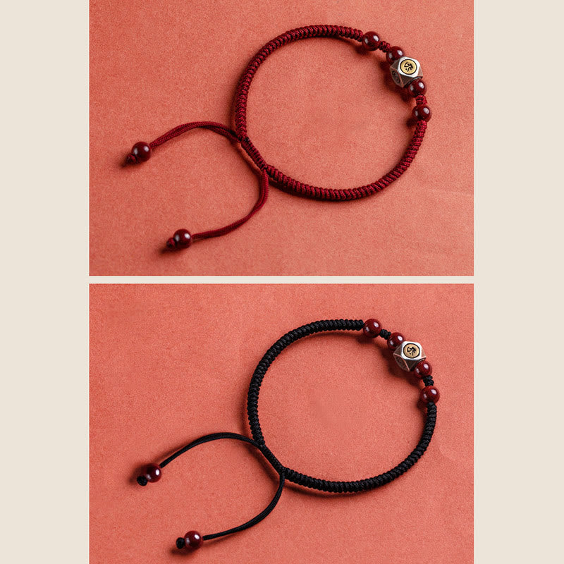 Buddha Stones 925 Sterling Silver Chinese Zodiac Cinnabar Calm Bracelet