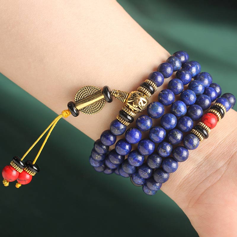 EverestArtStudios Tibetan Mala Lapis Lazuli Lazurite Positive Bracelet